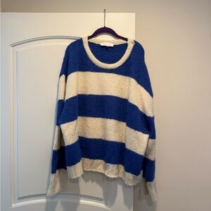 Blue and White Striped Women's Sweater